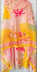 Nayab Pink floral linen suit set - Image 2