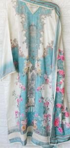 Riwayaat White and blue Pakistani suit set - Image 2