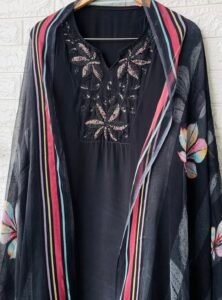 Lehja Black crepe suit set