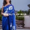 Electric Blue Handpainted Georgette Saree - Image 2