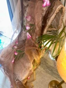 Pastel handpaint pure organza saree - Image 8