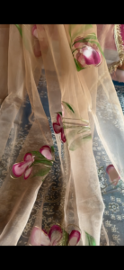 Pastel handpaint pure organza saree - Image 7