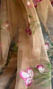 Pastel handpaint pure organza saree - Image 4