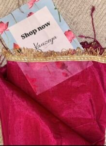Magenta cotton tissue saree - Image 3