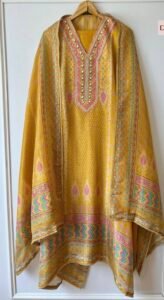 Mustard tissue silk suit
