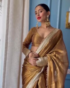 A Padmavat- golden tissue saree - Image 5