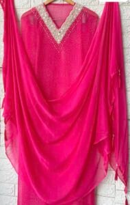 Organza silk magenta suit set - Image 2