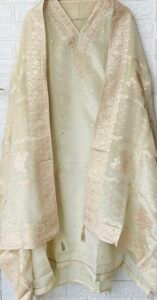 Banarasi beige suit set - Image 3