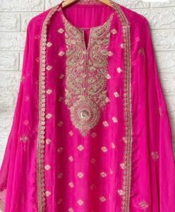 Pure organza heavy work suit set
