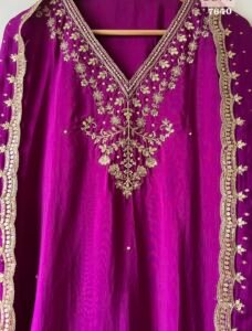 Purple upada silk suit set - Image 4