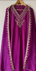 Purple upada silk suit set - Image 2