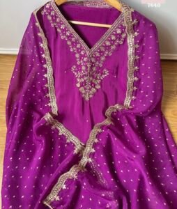 Purple upada silk suit set - Image 5