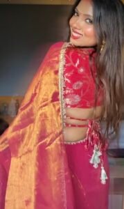 Rust orange Soft tissue silk saree - Image 5