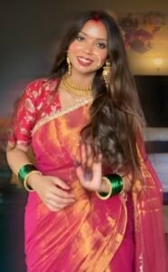 Rust orange Soft tissue silk saree - Image 6