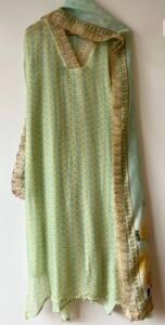 Mint green organza unstiched suit set - Image 5