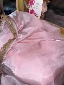 pink tissue saree - Image 3