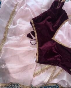 pink tissue saree - Image 2