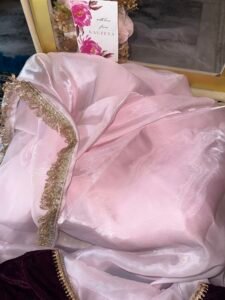 pink tissue saree - Image 4