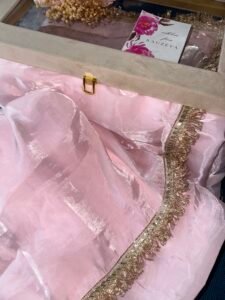 pink tissue saree - Image 7