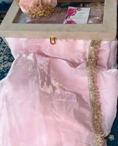pink tissue saree - Image 8