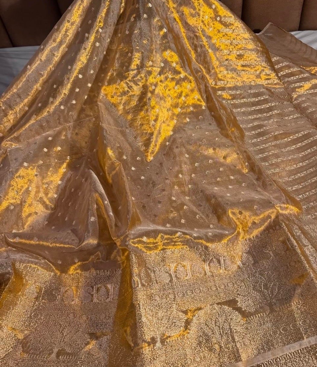 Metallic Gold & copper tissue