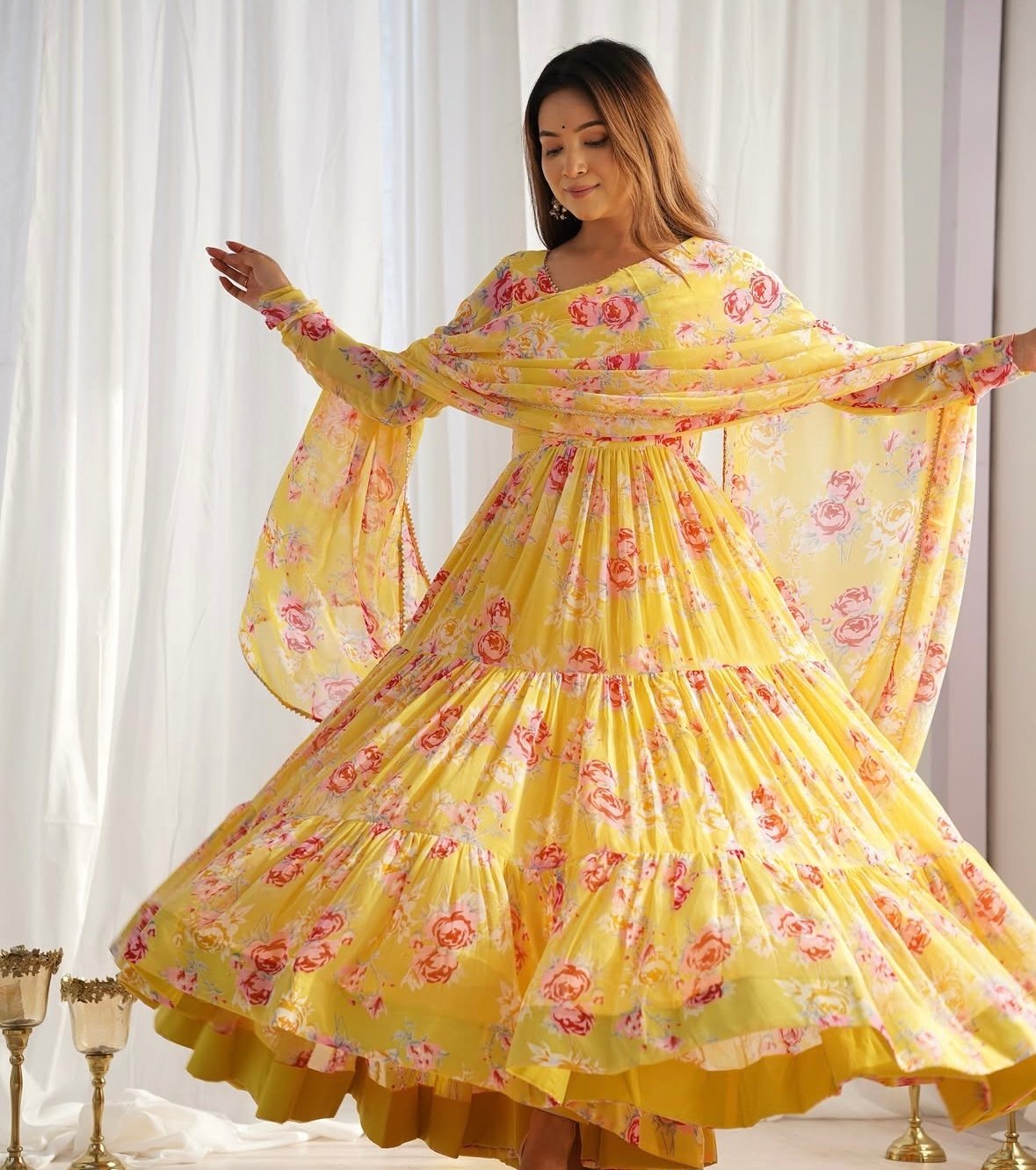 Yellow anarkali set