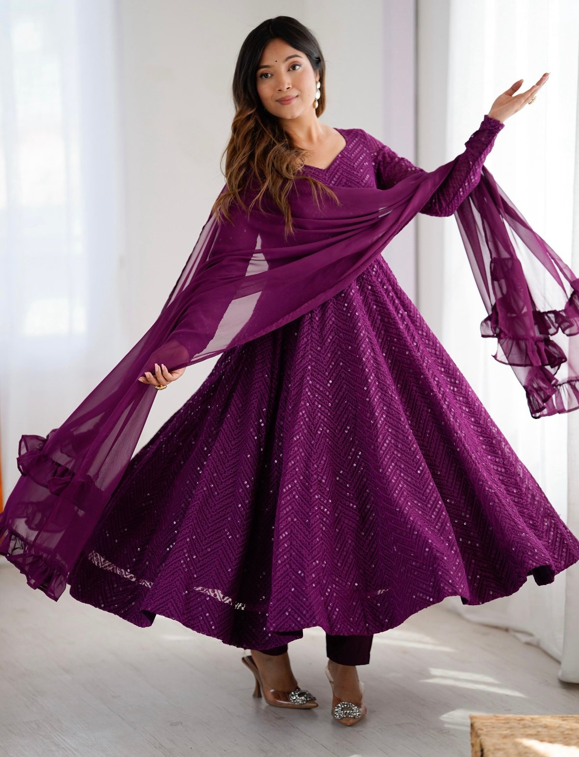 Dark purple anarkali