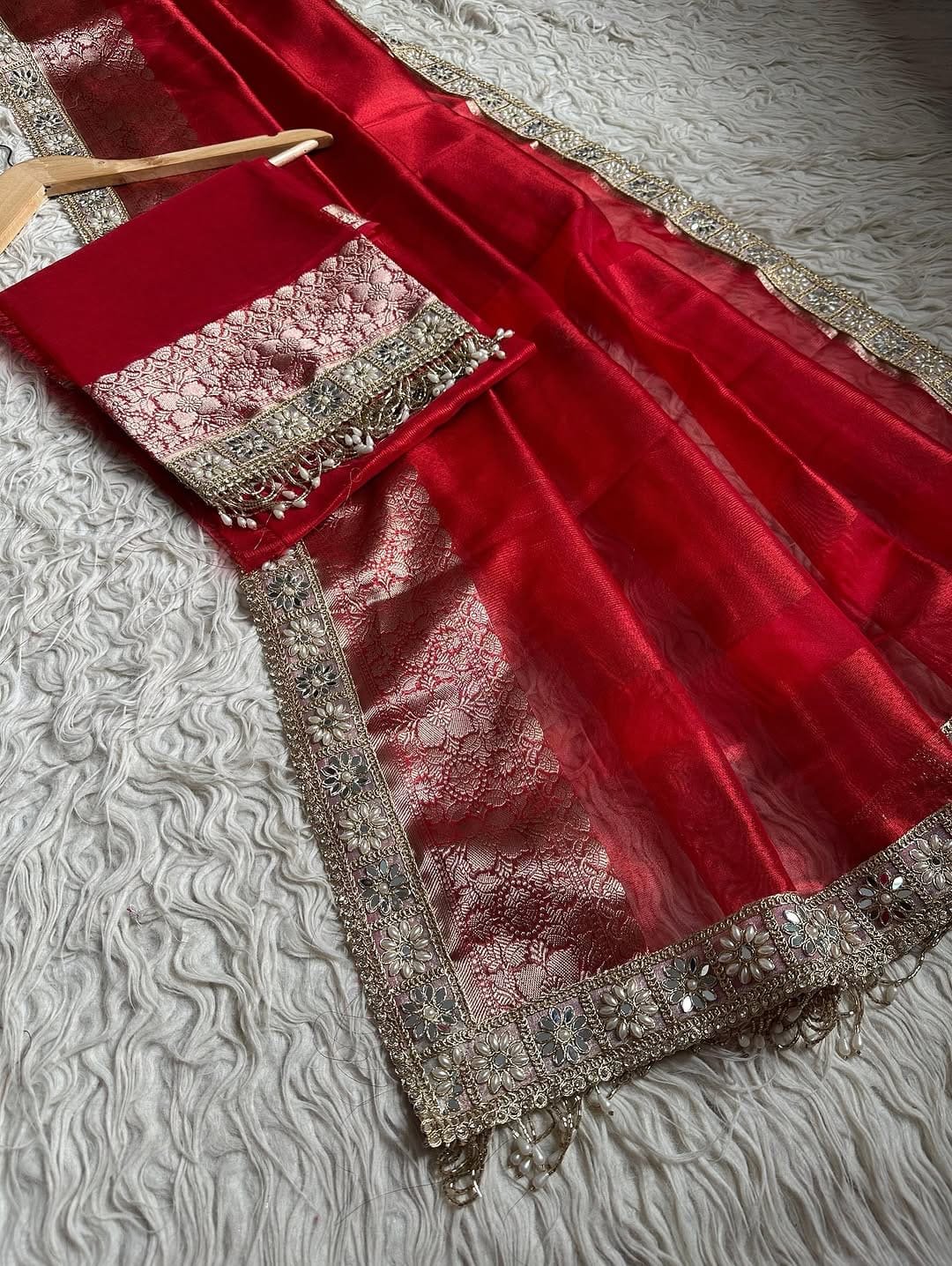 Bridal red tissue silk