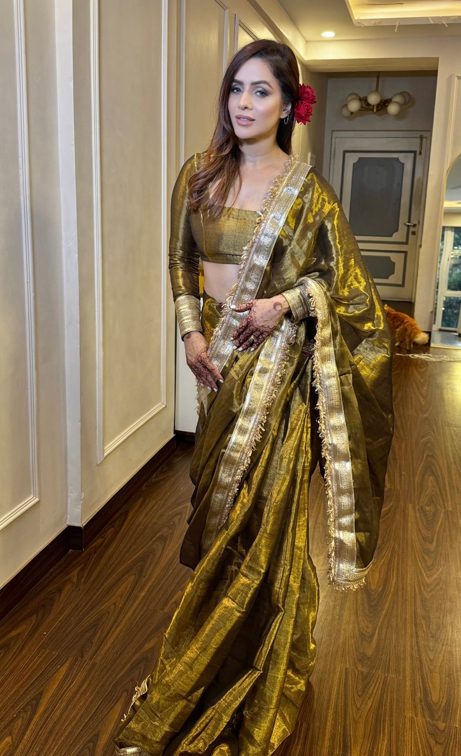 Chandni- Gold tissue silk - Image 2