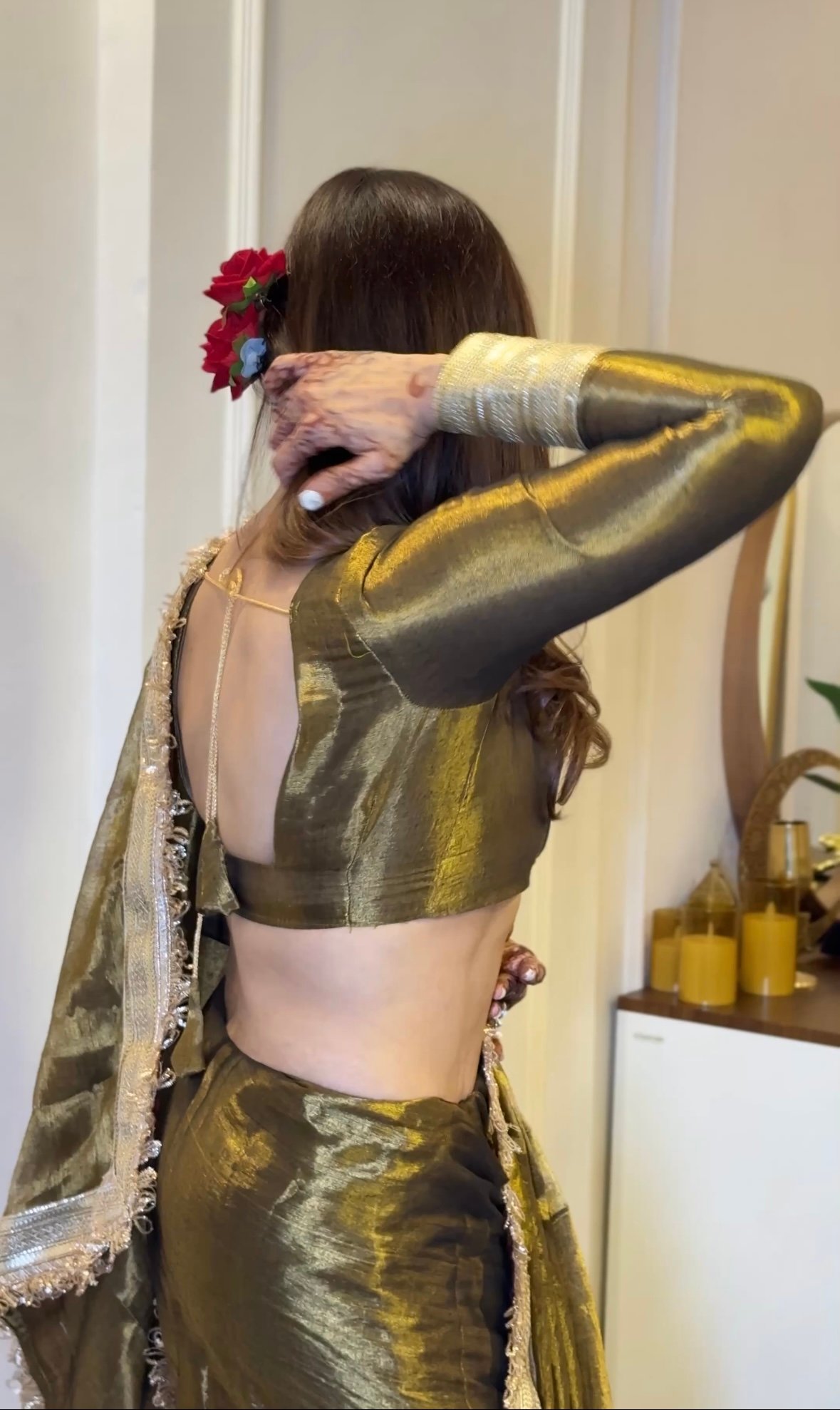 Chandni- Gold tissue silk - Image 6