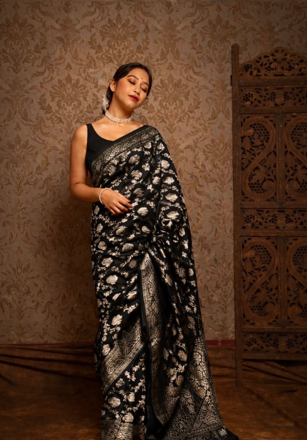 Black banarasi saree