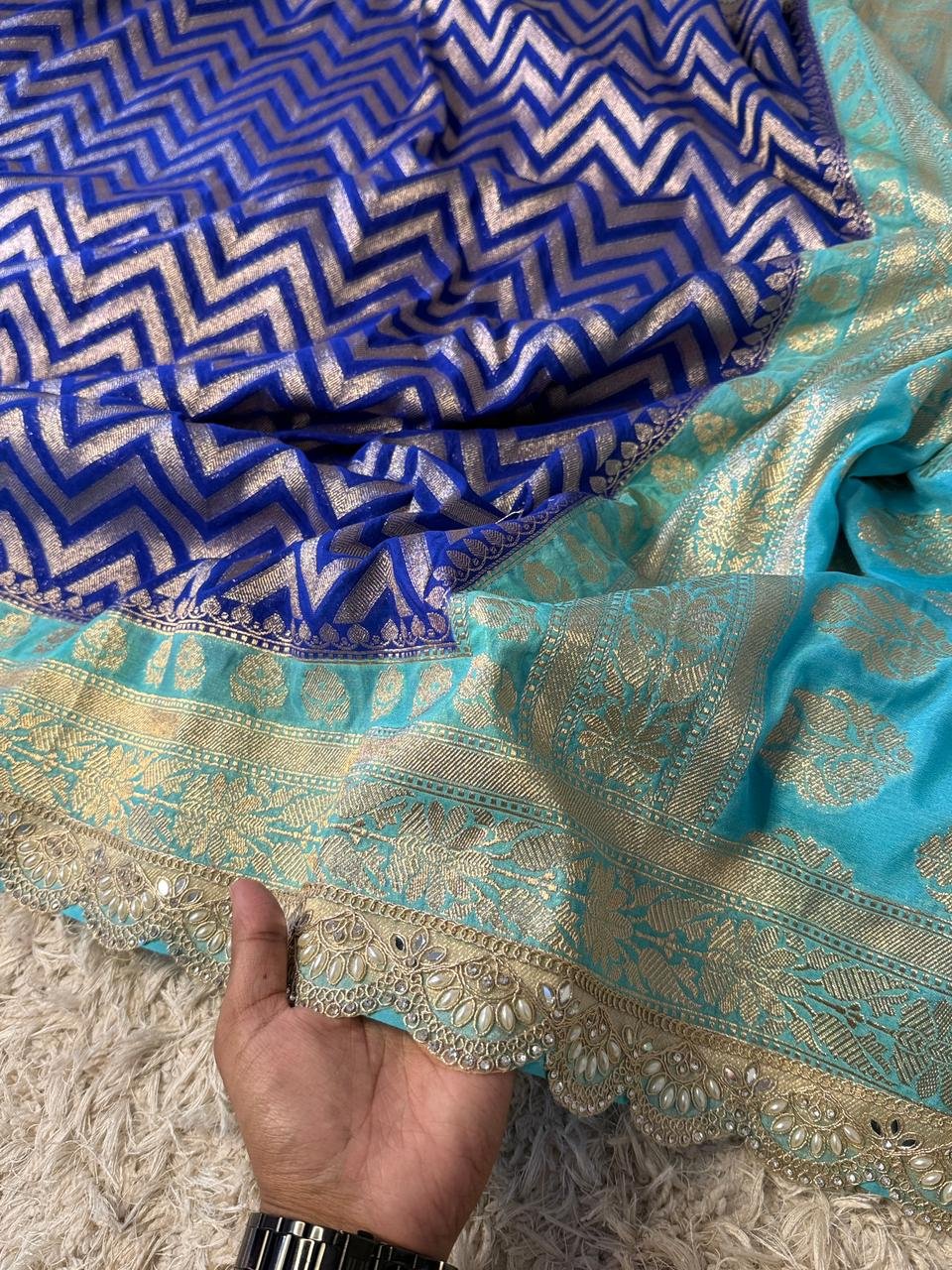 Georgette khadi silk saree - Image 2
