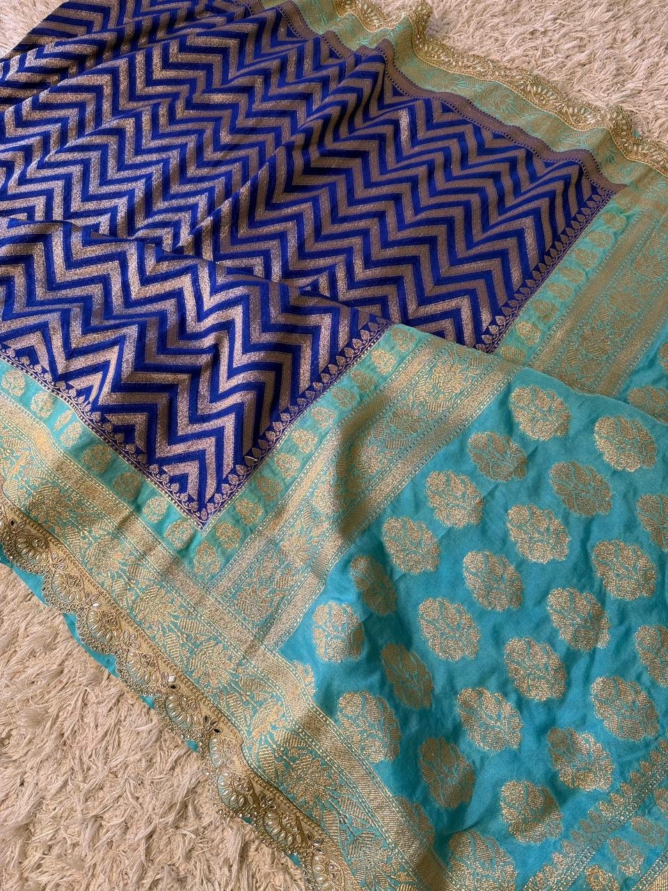 Georgette khadi silk saree - Image 5
