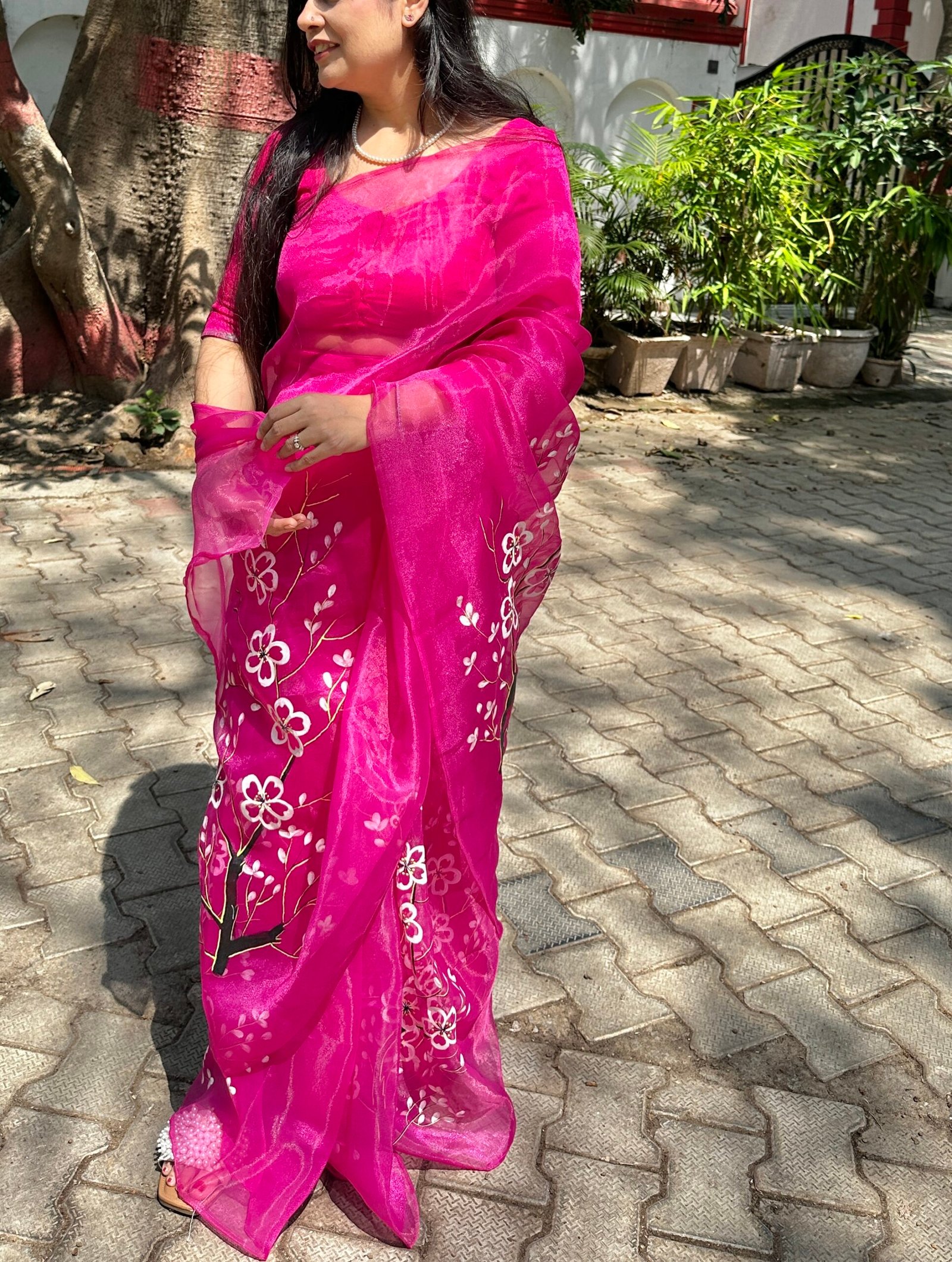 Floral Magenta handpainted - Image 3