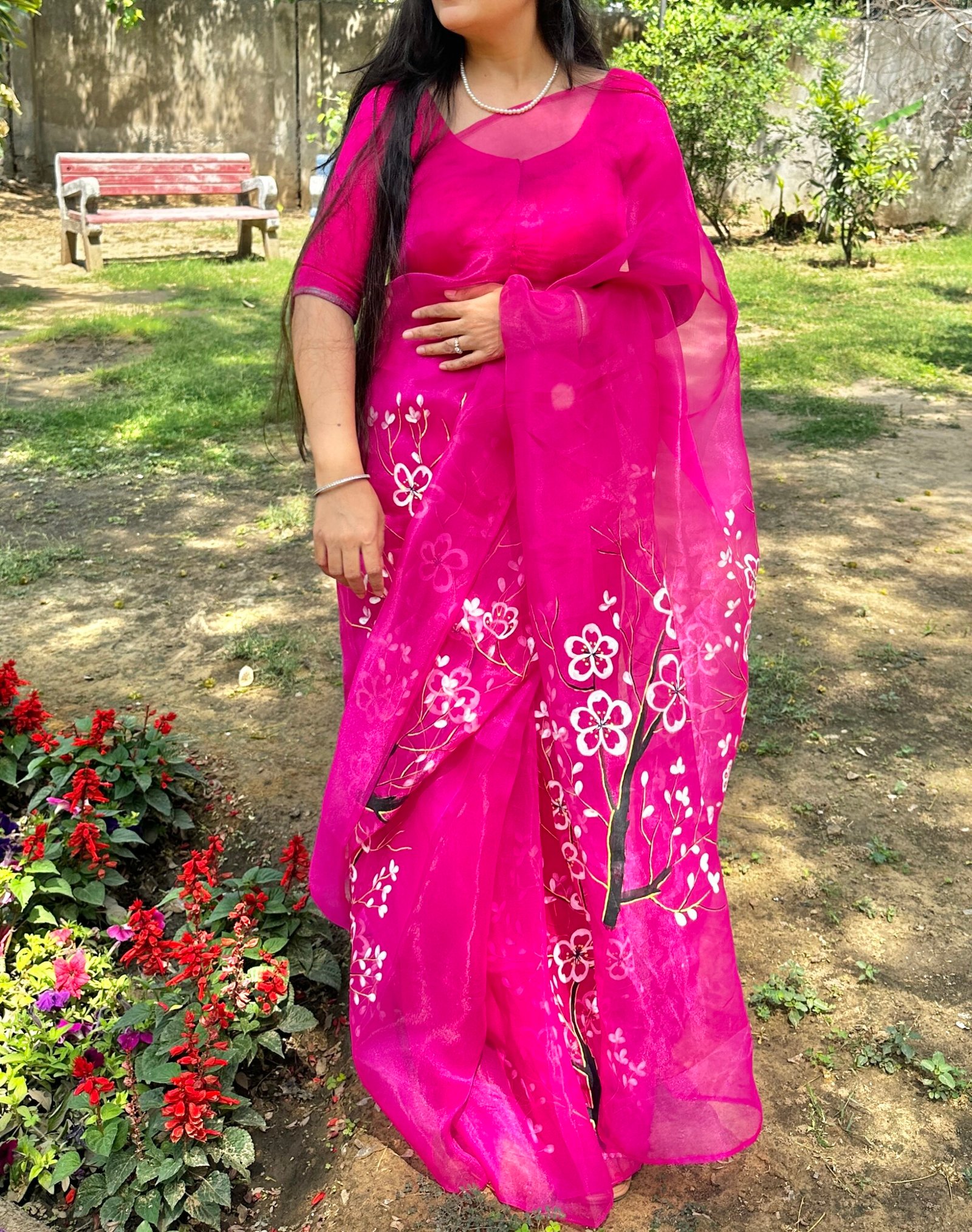 Floral Magenta handpainted - Image 4