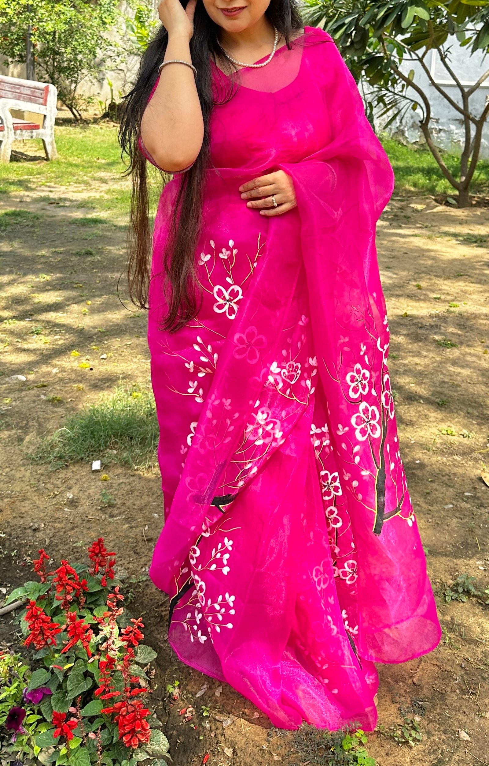 Floral Magenta handpainted - Image 10