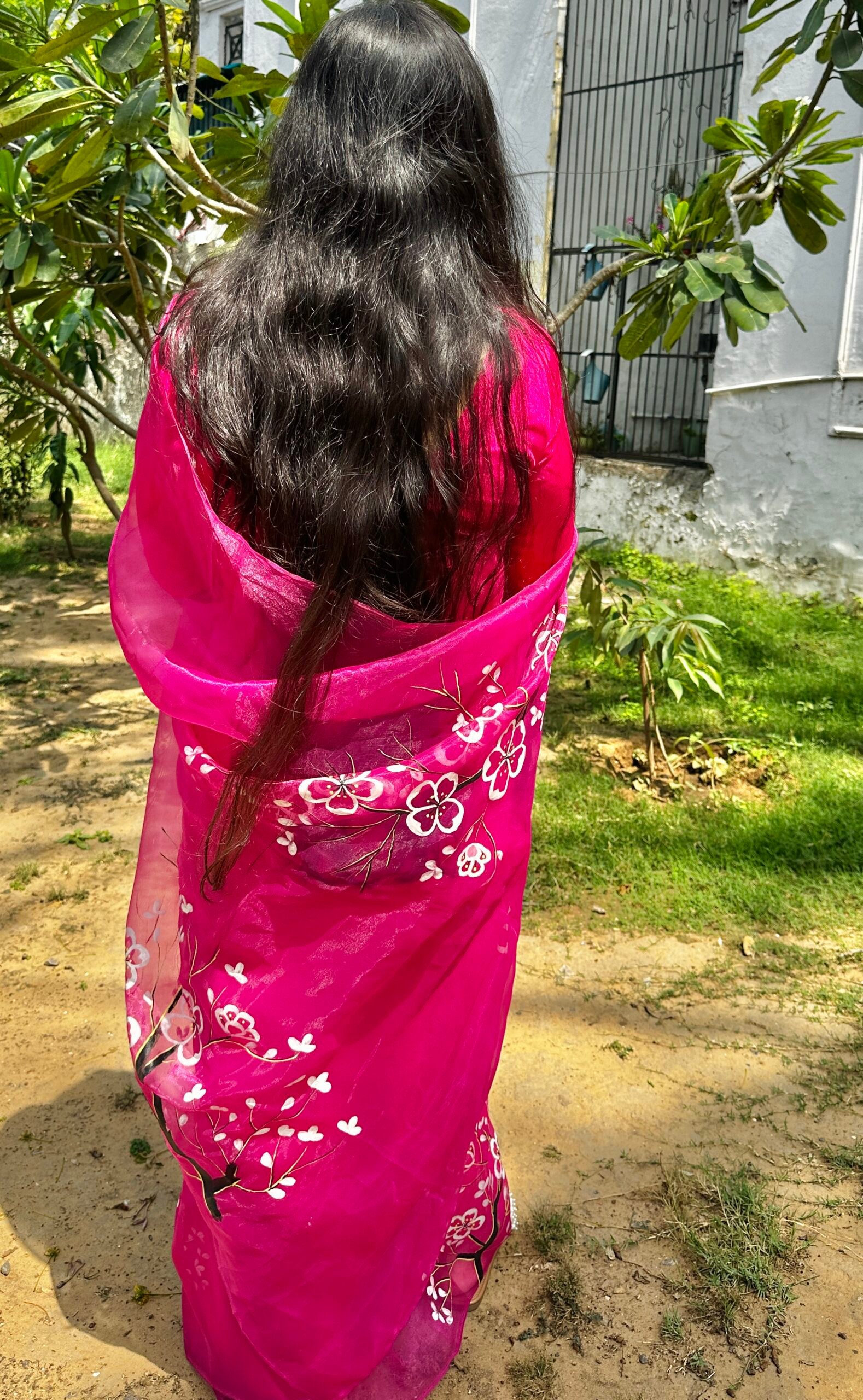 Floral Magenta handpainted - Image 5