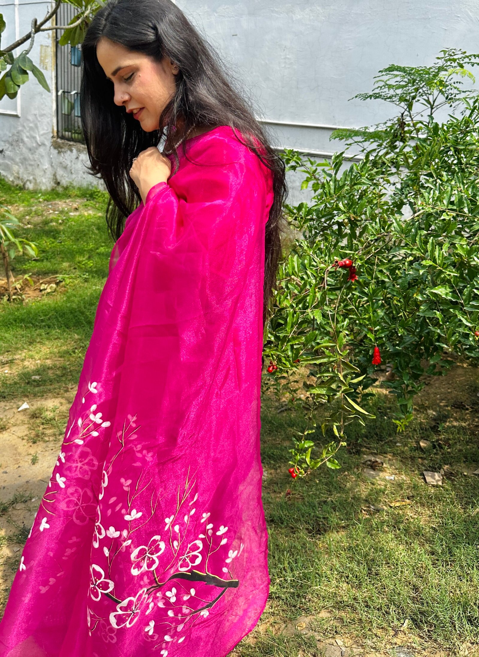 Floral Magenta handpainted - Image 7