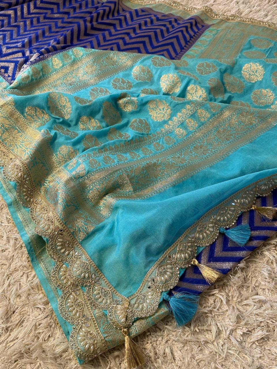 Georgette khadi silk saree - Image 4