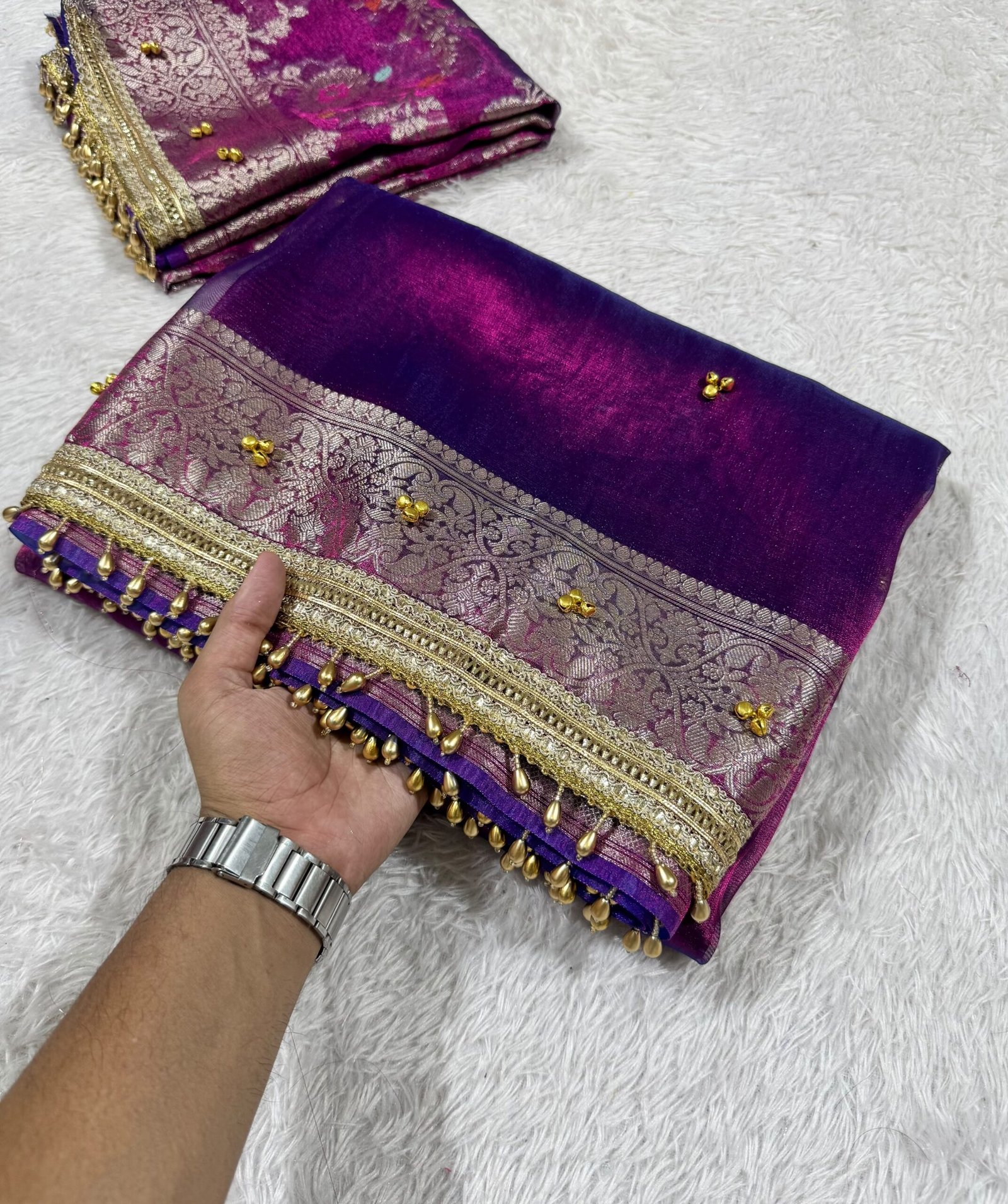 Purple ghungroo saree - Image 7