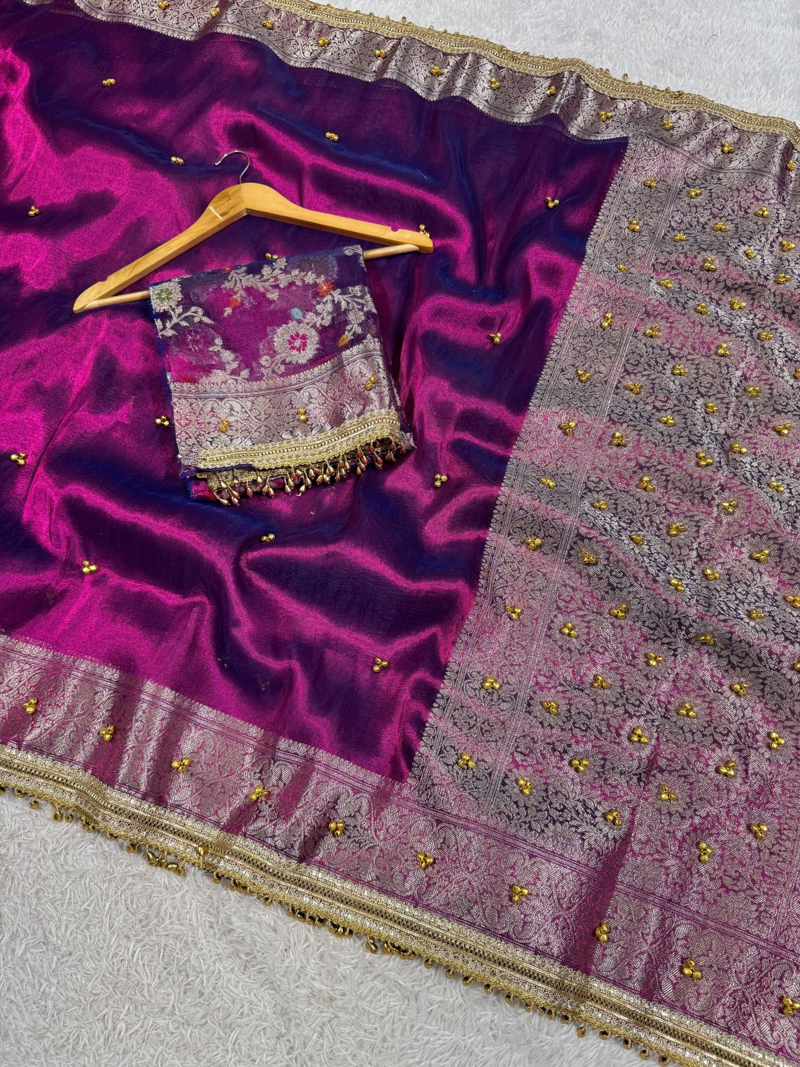 Purple ghungroo saree - Image 4