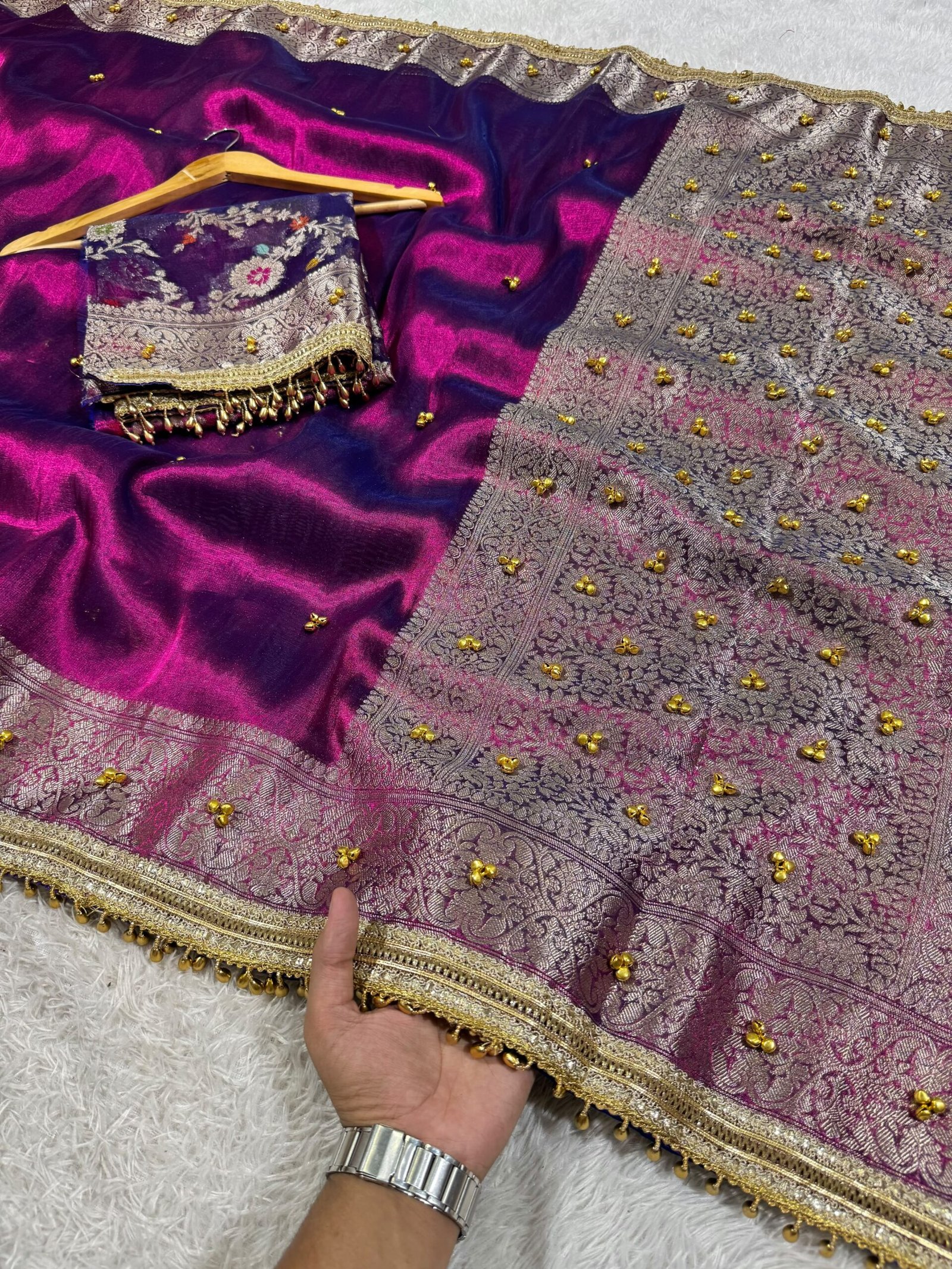 Purple ghungroo saree - Image 5