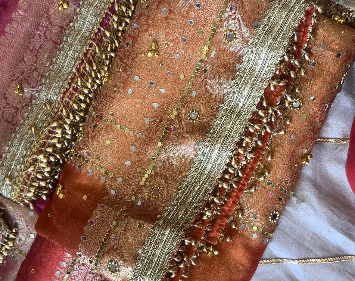 Orange ghungroo saree